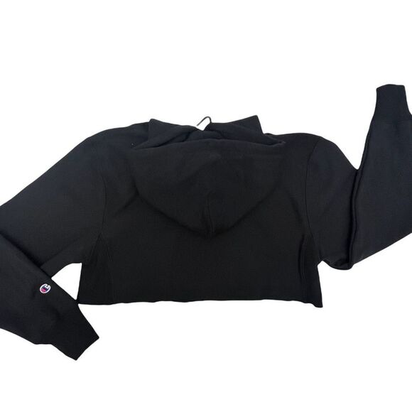 Champion Black Reverse Weave Embroidered Cropped Hoodie Sweatshirt - Picture 10 of 12